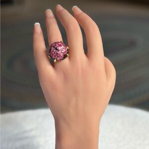 Vintage Pink & Gold Orb Statement Cocktail Ring